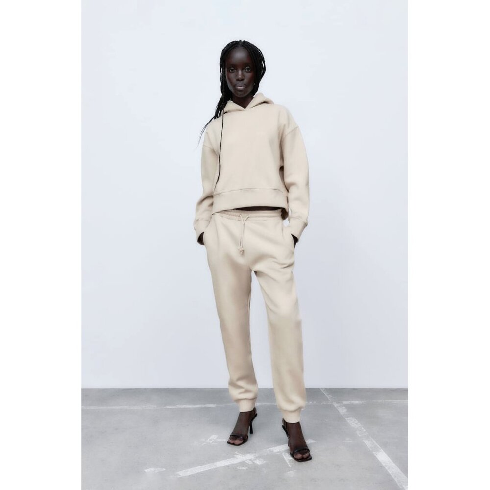 NWT Zara “sand” ecru beige trackpants, S
